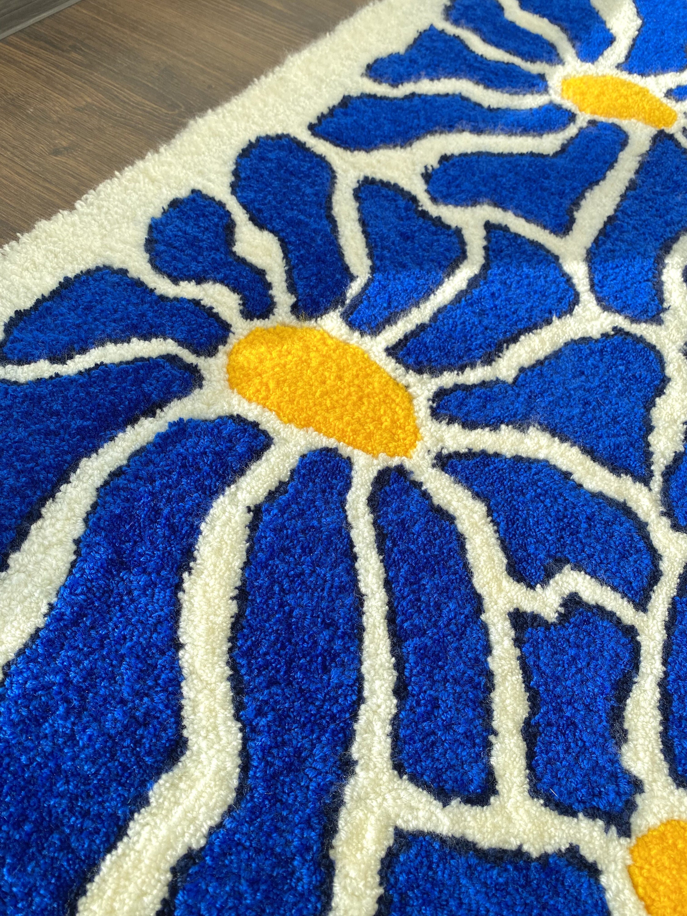 Hand Tufted Floral Rug Flower Shape Rug Cute Floor Mat Etsy