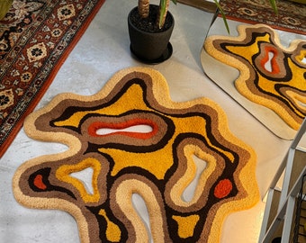 Abstract Shape Rug, Ready to ship! Modern Rug, Pastel Rug, Bedroom Rug, Aesthetic Rug, Cute Rug, Living room floor mat, Custom Tufted Rug