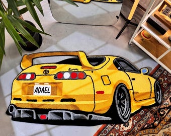 Legendärer Japan Gelber Auto Teppich, Spielzimmer Dekor, Wohnzimmer Dekor, Rennwagen Teppich, Weihnachtsgeschenk