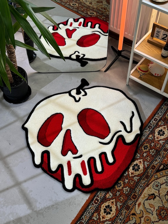 Handmade 3D Red Apple Rug, Non-slip Rug, Poisoned Apple Rug