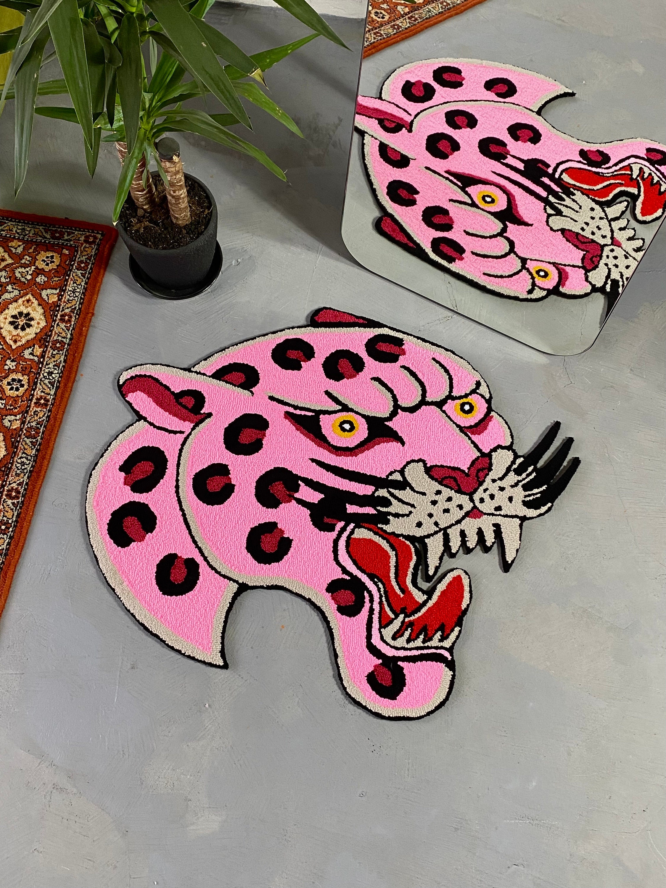 Pink Panther Tufted Rug, Pink Panther Area Rug, Living Room Floor