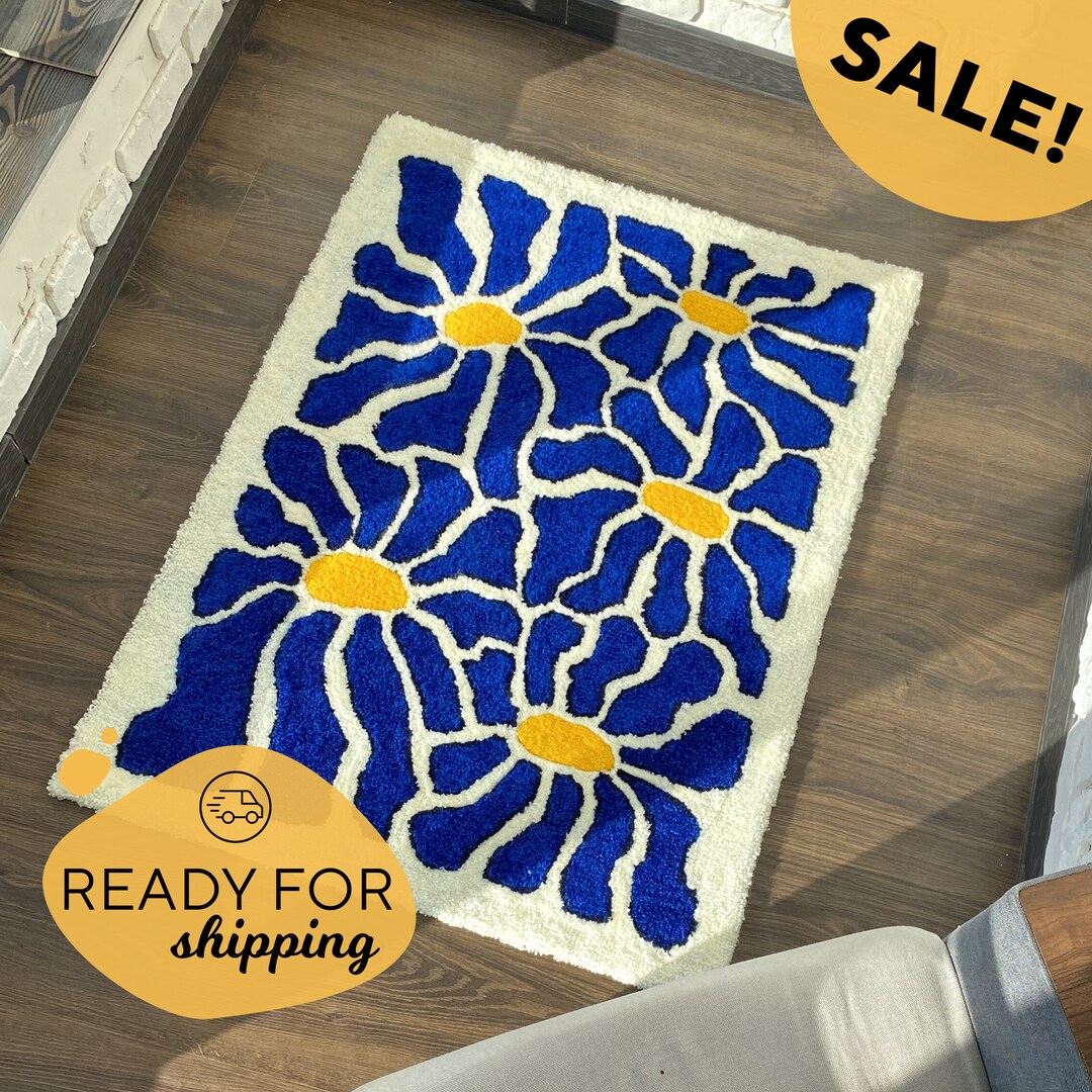 Hand Tufted Floral Rug Flower Shape Rug Cute Floor Mat Etsy