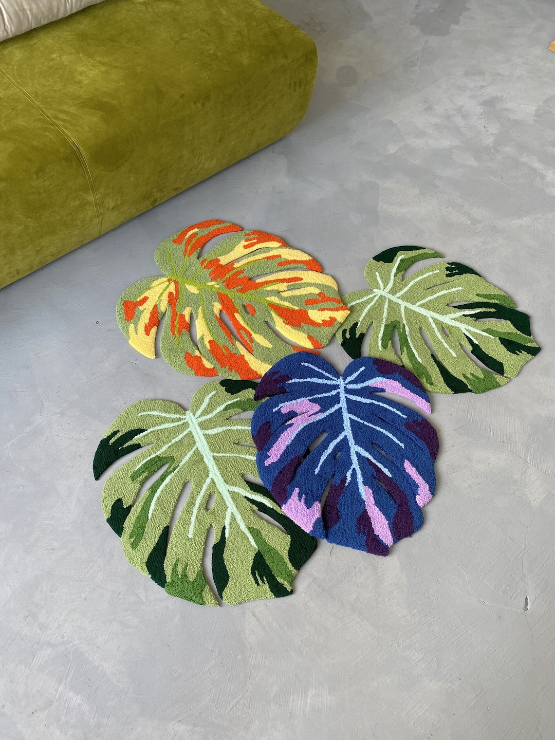 Tufted Monstera Leaf Rug, Hypoallergenic Acrylic Natureinspired Decor