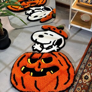 Tappeto 3D con motivo a cartoni animati, tappeto con simpatico cane, tappeto per pavimenti fatto a mano, tappeto con personaggio dei cartoni animati, accogliente tappeto autunnale, regalo per lui, regalo per lei, decorazioni di Halloween