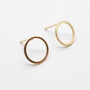 18k Gold Plated Circle Stud Earring Findings, DIY Supplies