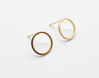 18k Gold Plated Circle Stud Earring Findings, Earring Blanks, Geometric Earring Supplies