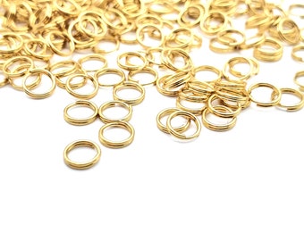 Stainless Steel Double Looped Jump Rings in Steel and Gold, Split Jump Rings, Jewelry Supply