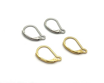 Stainless Steel Gold Plated Round Leverback Earring Blanks, Earring Hooks, Earring Findings, Jewelry Supply