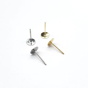 Stainless Steel Earring Post in Gold, Steel, Stud Earring Findings for Jewelry Making