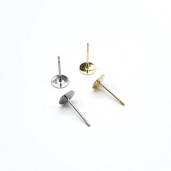 Stainless Steel Earring Post in Gold, Steel, Stud Earring Findings for Jewelry Making