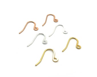 Stainless Steel Flat Earring Hook with Loop, Flat Earring Hooks, French Hooks, Earring Findings, Jewelry Supply