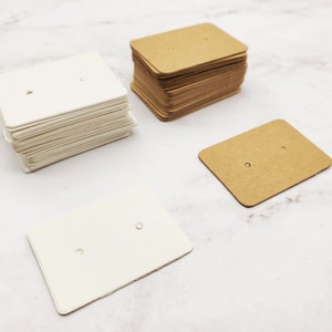 Cartes de présentation de bijoux pour clous de boucles d'oreilles en papier kraft, 50 pièces/100 pièces, cartes de présentation rectangulaires