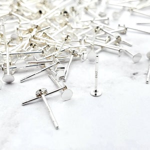 925 Sterling Silver Earring Post, Stud Earring Findings, Earring Findings for Jewelry Making image 1