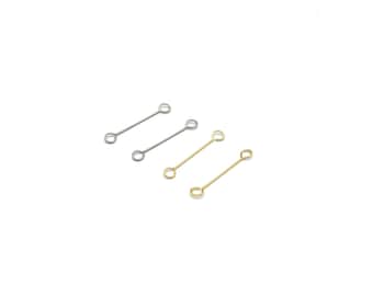 Surgical Stainless Steel Double Eye Pins 20mm, Gold Jewelry Connectors for DIY Crafts