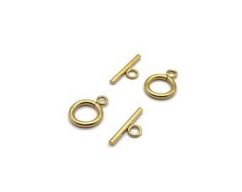 Stainless Steel Gold Toggle Clasp, Modern Jewelry Closure for Necklaces & Bracelets