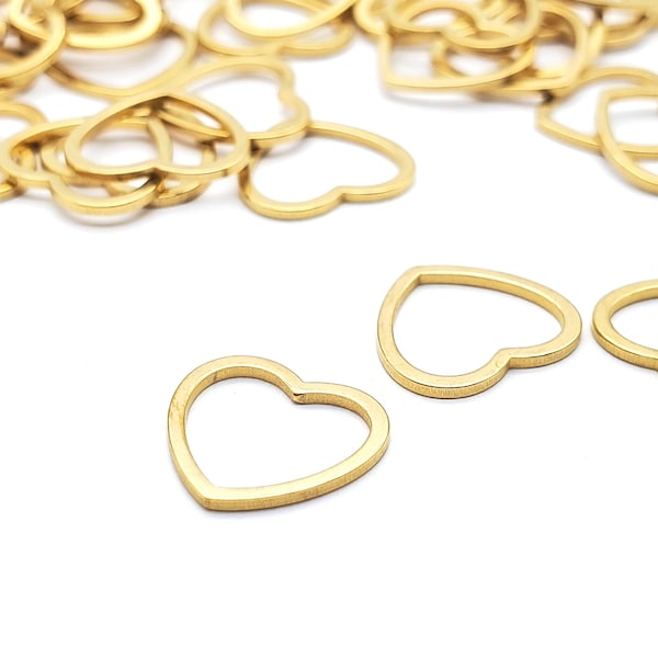 Stainless Steel Heart Shaped Links, Geometric links for Jewelry Making