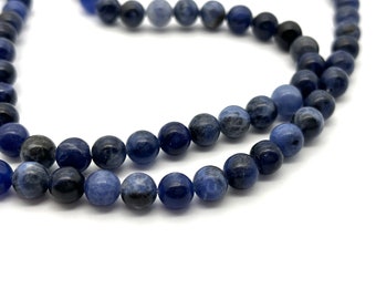 Dark Blue Natural Sodalite Bead Strand, A Graded