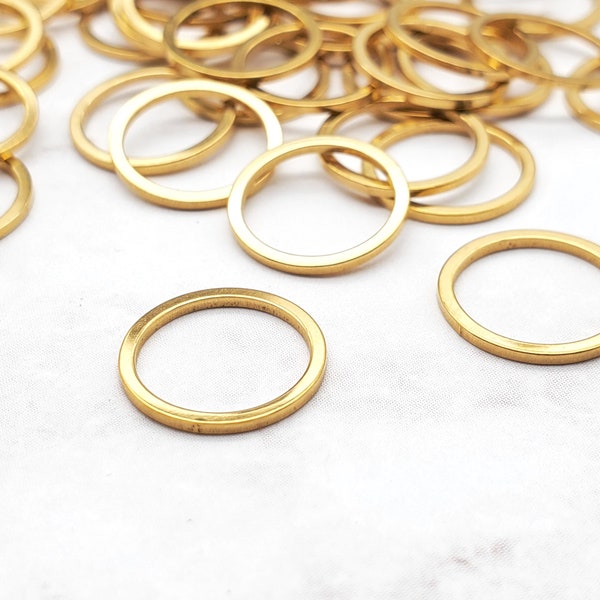Stainless Steel Gold Linking Rings, Round Links, Soldered Closure