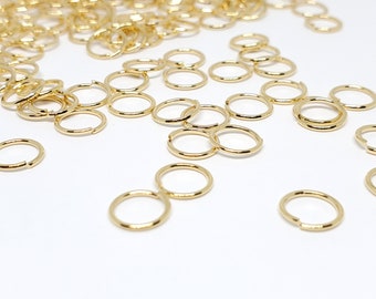 50pc/100pc 18k Gold Plated Stainless Steel Unsoldered Open Jump Rings, 4mm 5mm 6mm 8mm