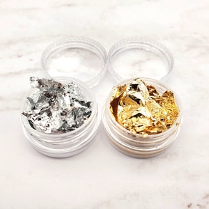 Gold-Silber-Folienset für UV-Harz, Nail Art, Glitzer, Gold-Silber-Flocken