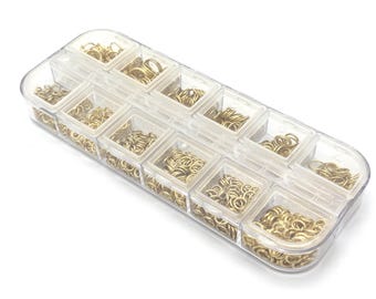 18K Gold Plated Stainless Steel Open Jump Ring Assortment Box, Jewelry Findings Kit
