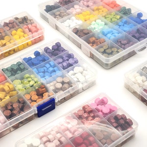 Ensembles de perles de cire à cacheter avec récipient, timbre de cuillère de cire à cacheter, pour mariages, artisanat