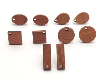 Wood Stud Earring Findings with Stainless Steel Pin, Teardrop, Rectangle, Oval, Square