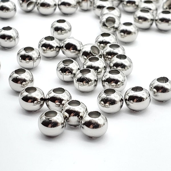 Stainless Steel Beads, Spacer beads, Round Beads for Bracelet, Necklace Jewelry Making