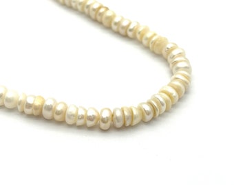 Natural Fresh Water Pearl Beads, Drilled Center Pearls, Cultured Pearls 4-5mm