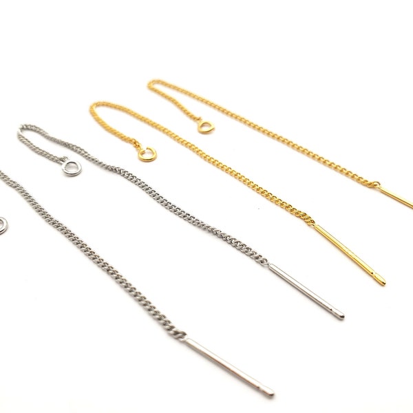 18k Gold Plated Ear Threader Earrings, Chain Ear Threader, Nickel Free