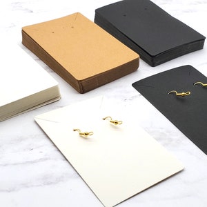 Papier kraft, boucles d'oreilles, colliers, cartes de présentation de bijoux, cartes de présentation rectangulaires