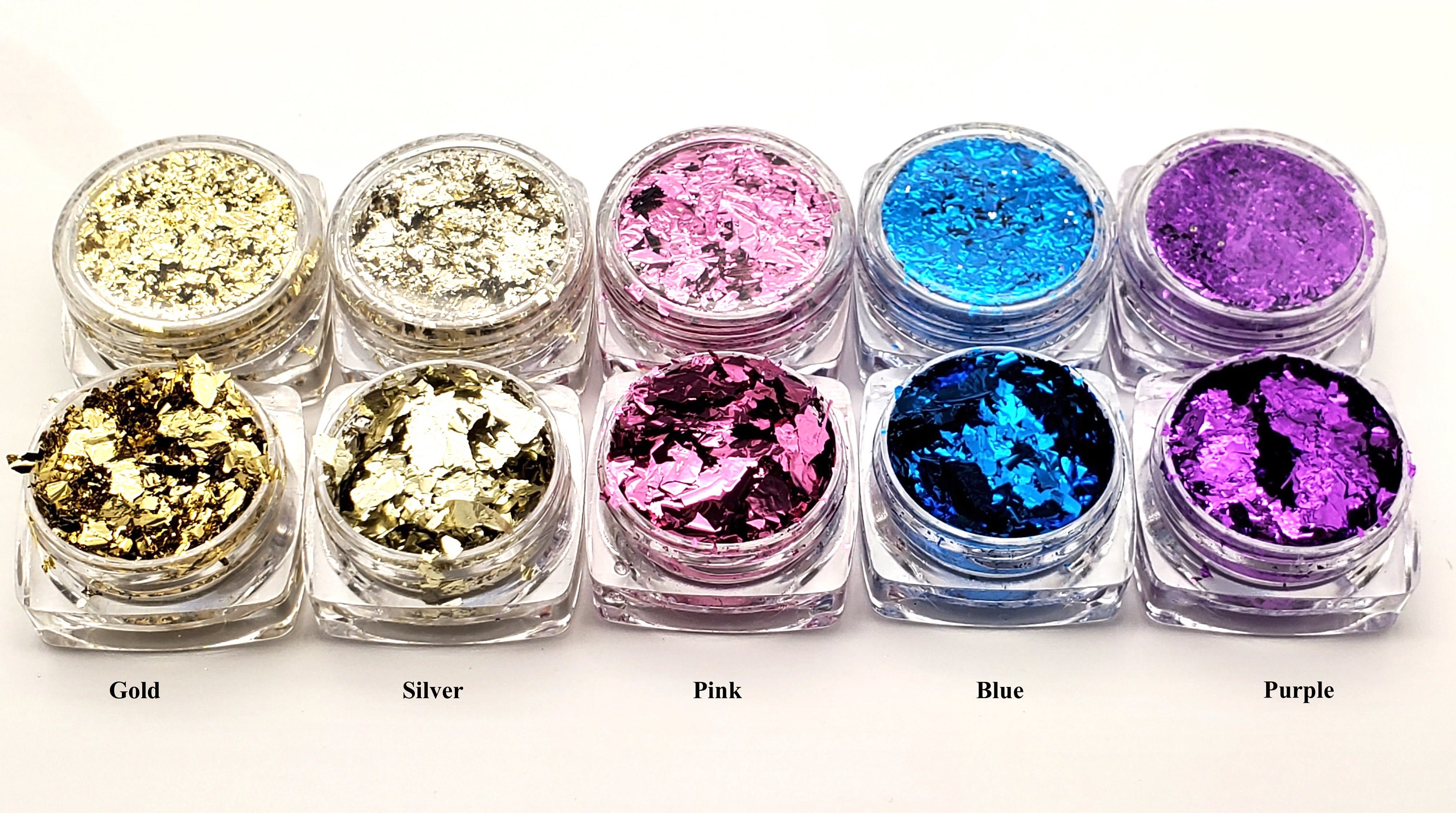 JINRUISI Vergoldungsflocken Set – Großes Glas Mit Blauen Metallic-Folienflocken Für Harz, Nagelkunst, Schleim & Malerei,  Nicht Essbar