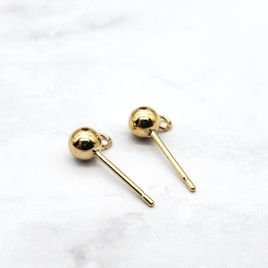 14k Gold Filled Ball Earring Posts: DIY Earring Findings