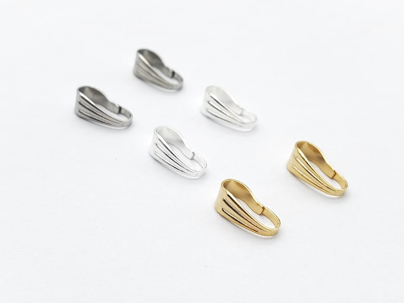 Stainless Steel Snap On Bails, Pendant Lock Bails, Necklace Supply, Jewelry Supply image 1