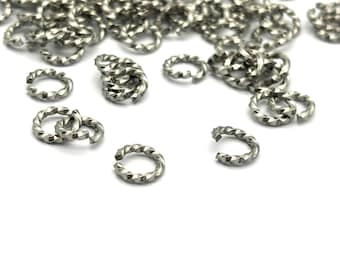 Stainless Steel Twisted Open Jump Rings, Jewelry Making Supplies