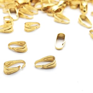 5pcs-18k Gold Filled Pinch Bails,pinch Bails for Pendants,pinch Bails,pinch  Bails for Jewelry Making,11mm X6.1mm 