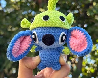 Crochet Stitch Keychain, Handmade Lilo and Stitch Gift