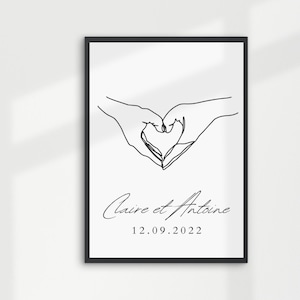 Póster de pareja personalizado - Regalos de pareja personalizados - Póster de fecha de pareja - Póster de nombres de pareja - Impresión de pareja - Regalo de boda personalizado para invitados