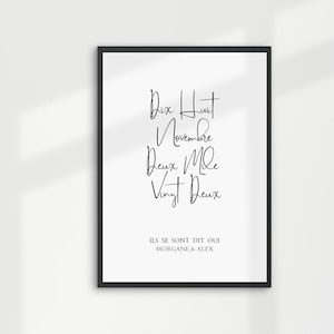 Regalo de boda, cartel de fecha de boda, regalo de inauguración de la casa, regalo de pareja, regalo de Navidad de pareja, regalo para ella, cartel personalizado