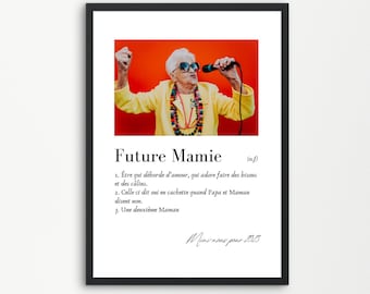 FUTURA NONNA, annuncio gravidanza nonna, poster personalizzato futura nonna, definizione e foto da personalizzare, annuncio gravidanza nonna