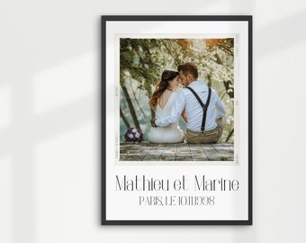 Affiche photo couple, poster photo couple, affiche lieu date rencontre couple, cadeau noel couple, cadeau personnalise pour lui, idee noel