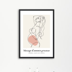 Cartel de embarazo boho - anuncio de bebé - decoración de la habitación del bebé - texto para personalizar, fecha, nombres, mensaje - tonos beige rosa - papá