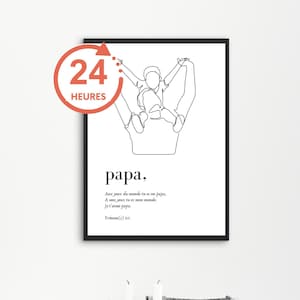 Personalisiert mit Ihren Vornamen – Poster mit Vater-Sohn-Illustration und Papa-Zitat – Personalisiertes Vatertagsgeschenk – A4 bis A1
