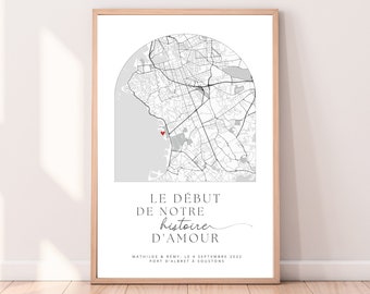 First couple meeting card, Personalized couple poster. Personalized couple Christmas gift, wedding gift, Valentine's Day for him.
