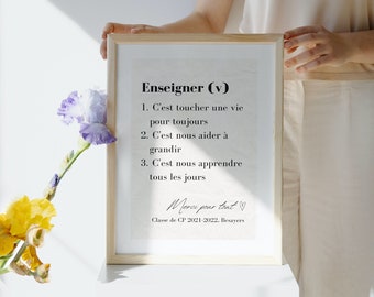 Om te personaliseren - Lesdefinitieposter - Leraarcadeau - Eindejaarsbedankje - Bedankt leraar - Meesterframe - Modern