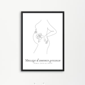 Cartel personalizado, anuncio de embarazo, ilustración de mujer embarazada, cartel de bebé, futura madre, anuncio de bebé original, opción marco