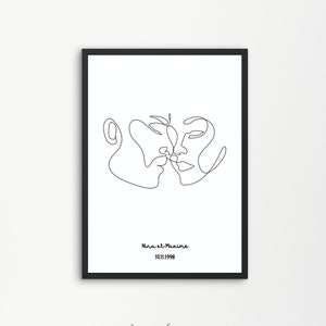 Regalo de San Valentín para hombres, Póster de pareja personalizado con fecha de encuentro y nombres, regalo de San Valentín, póster para imprimir, minimalista