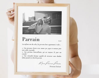 Regalo de padrino - Definición de padrino - Póster de padrino - Póster de padrino personalizado - Regalo de bautizo de padrino - Regalo de padrino y madrina