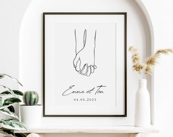Personalized couple poster - Couple poster, hand poster, personalized couple gift, hand drawing, couple frame, personalized frame