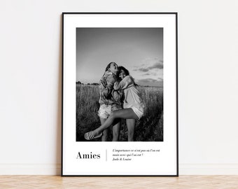 Affiche Amie à personnaliser avec photo et texte, cadeau copine, cadeau meilleure amie, affiche meilleure amie, cadeau amie, affiche amis